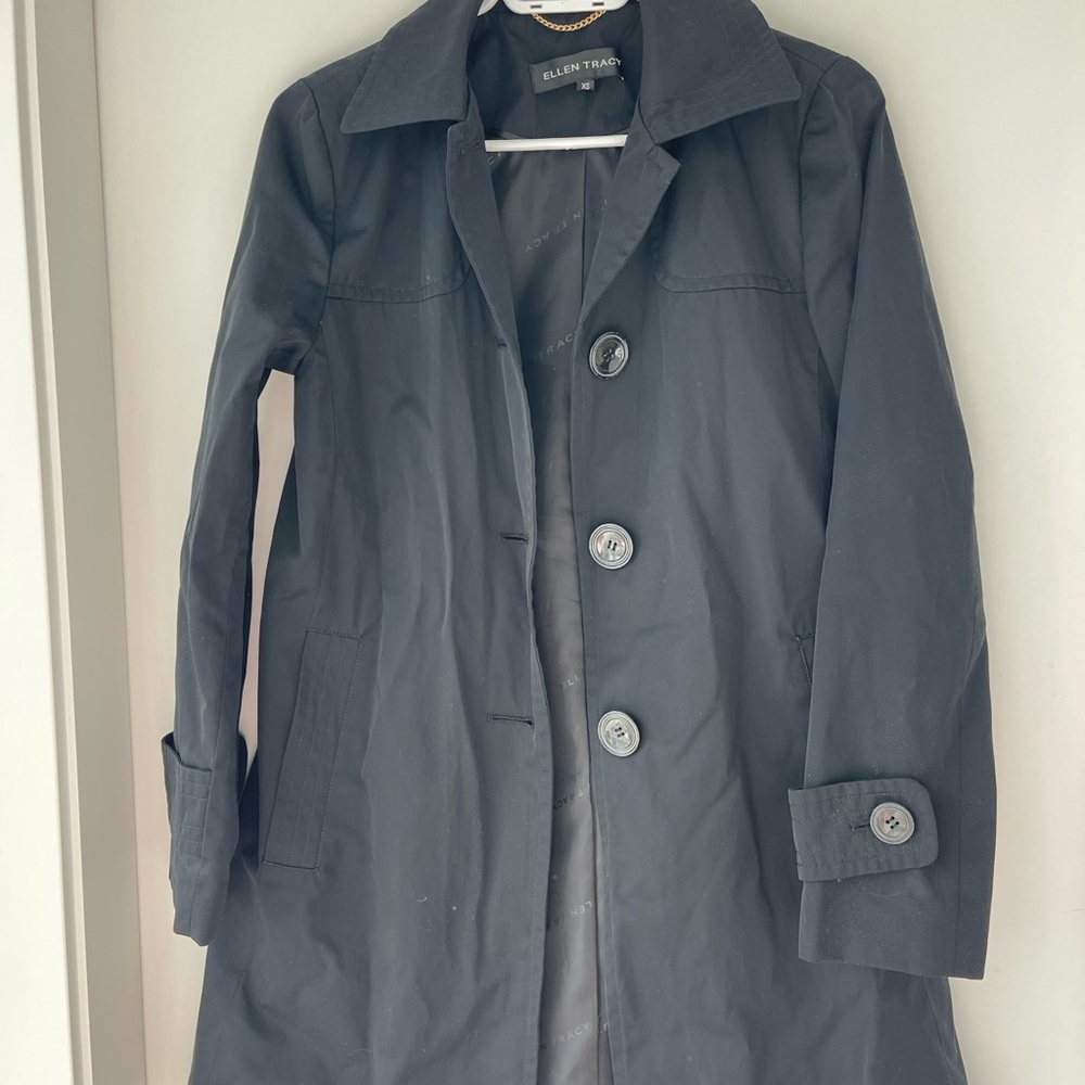 Ellen Tracy Women's Charcoal Trench Coat